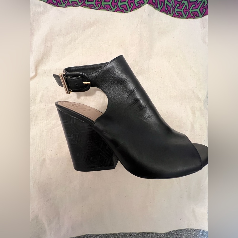 Tory Burch black open toe bootie sandal